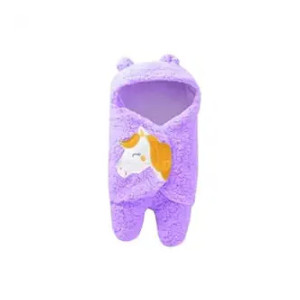 Bumtum 3-in-1 Hooded Baby Soft Blanket Wrapper| Swaddle for New Born Babies(Boys & Girls) 0-6 Months, Travel-Friendly, Unicorn Print (Lilac)