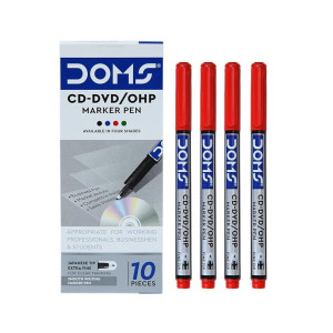 Doms Non-Toxic CD-DVD/OHP Pens (Red x 40 Set)