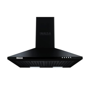 INALSA EKON 60BK 1050 m³/hr Pyramid Kitchen Chimney With Elegant Look|Push Button Control|Efficient Dual LED Lamps & Double Baffle Filter|5 Year Warranty on Motor (Black)