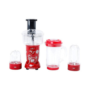 Wonderchef Nutri-blend BOLT Food Processor & Atta Kneader | 600W Powerful 100% Full Copper Motor | 22000 RPM Mixer grinder, Blender & Chopper | SS Blades | 4 unbreakable jars with Sipper lid | 2 Years warranty | Recipe book by Chef Sanjeev Kapoor | Red