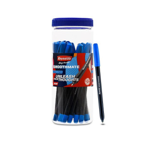Reynolds SMOOTHMATE 20 CT JAR, BLUE I Lightweight Ball Pen With Comfortable Grip for Extra Smooth Writing I School and Office Stationery | 0.7mm Tip Size