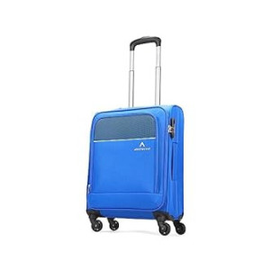 Aristocrat Oasis Plus Cabin Size Softshell Luggage (55 Cm) | Spacious Polyester Inline Trolley Bag with 4 Wheels and Combination Lock | Dazzling Blue | Unisex| 5 Year Warranty, Large