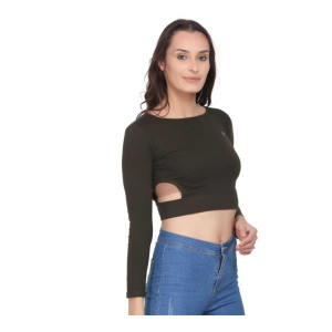 Can i Casual Regular Sleeves Solid Women Green Top