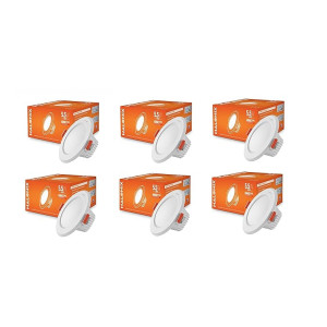 Halonix Kornet 5.5-Watt Junction Box White Led Downlighter| Cut Out- 3 inch | Surge Protection - Upto 4 KV (Pack of 6, White)