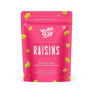 YogaBar Premium Green Raisins 500 grams| Kishmish |100% Fresh Pure Seedless Kismis Raisins|Munakka Dry Fruit|Rich in Iron, Calcium, Vitamin B & Boosts Immunity |Healthy Snacks|Dry Fruit Gift Pack