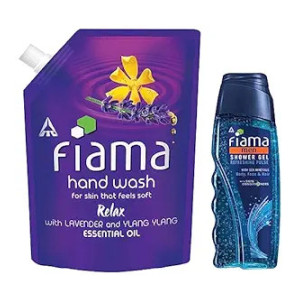 Fiama Men Refreshing Pulse Shower Gel, with skin conditioners & sea minerals for soft & refreshed skin, 250ml bottle & Fiama Relax Moisturising hand wash,350ml, Lavender and Ylang
