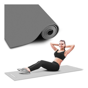 PowerMax Fitness YE6-1.2-GY 6mm Thick Premium Exercise Yoga Mat for Gym Workout [Ultra-Dense Cushioning, Tear Resistance & Water Proof] Eco-Friendly Non-Slip Yoga Mat for Gym and Any General Fitness
