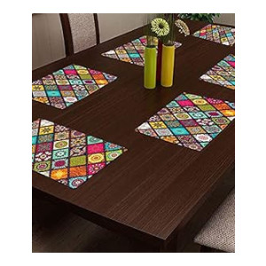 CASA-NEST Printed Placemats for Dining Table and Kitchen (45 x 30 cm) Set of 6 Pieces ||Hot Vessels Transparent Dining Mat, Multicolour