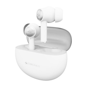 ZEBRONICS New Launch Mist in-Ear Wireless Earbuds, with up-to 27 Hours Backup, Environmental Noise Cancellation (ENC), Gaming Mode, Touch Control, Voice Assistant Support, Splash Proof Design (White)