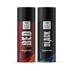 Bombay Shaving Company Body Spray for Men, 150ml each (Pack of 2) - Red Spice and Black Vibe