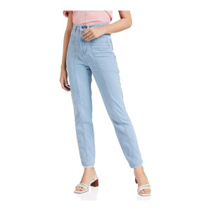 AKA CHIC Women Tapered Fit High Rise Cotton Non Stretchable Jeans