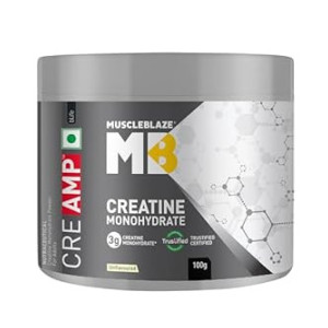 MuscleBlaze Creatine Monohydrate CreAMP™, Trustified Certified Creatine (Unflavoured, 100 g / 0.22 lb, 33 Servings)