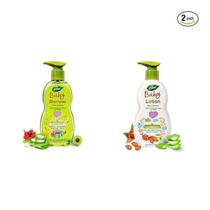 Dabur Baby Shampoo: Gentle Nourishing baby shampoo enriched with baby loving ayurvedic herbs- 500ml & Dabur Baby Lotion: daily moisturising lotion enriched with baby loving ayurvedic herbs- 500ml