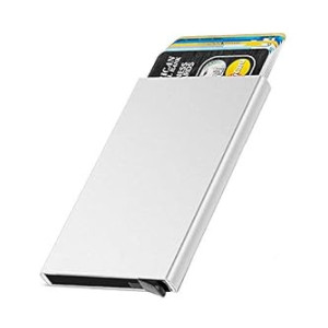 Stealodeal Silver Smart Minimalist Slim RFID Blocking Credit Card Holder Pop Up Wallet