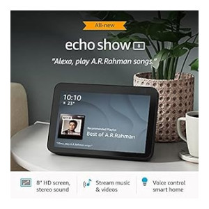 Amazon Echo Show 8 (2nd Gen) - Smart speaker with 8" HD screen, stereo sound & hands-free entertainment with Alexa (Black) (Coupon)
