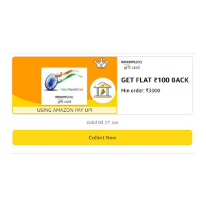 Flat ₹100 Cashback On ₹3000 Amazon Pay Gift Voucher [Pay Via Amazon UPI]