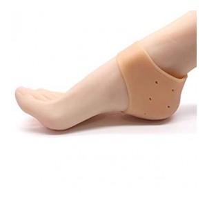 Efinito Silicone Gel Heel Pad Socks for Pain Relief for Men and Women (Beige, Free Size) - 1 Pair
