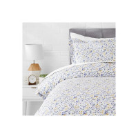 AmazonBasics Microfiber 2-Piece Quilt/Duvet/Comforter Cover Set - Single (66x90-inch), Blue Floral - with pillow cover