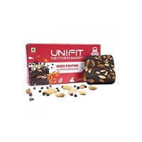 [Apply Coupon] UNIFIT Delicious Ready to Eat Brownie With Almond Toppings & Rich Source of Protein & High Fiber Sugar Added | brownie cake | fudge | chocolate – 300gm