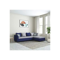 Amazon Brand - Solimo Magnolia Fabric 6 Seater RHS  L Shape Sofa (Grey & Blue)