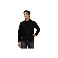 Life by Shoppers Stop Solid Cotton Elastane Regular Fit Mens Jacket (Black, Size_XL)