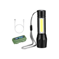 awza Zoomable XPE + COB LED Flashlight, Super Bright LED Torch,Waterproof Flashlight,4 Light Modes For Camping Hiking and Emergency Use Torch (Black : Rechargeable) 6 hrs Torch Emergency Light  (Black)