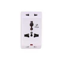 E-Tech 3-Pin 6A Universal Socket Multi Plug Travel Plug Adapter with Surge Protector | LED Indicator | (White) [Apply Coupon]