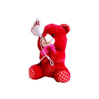 *MASTERLINK*  RDA business Collection I love You Balloon Valentine Teddy Bear Soft Toys for Grilfriend / Her / Wife | Color Pink Soft push fabric teddy bear with birthday balloon and fully embroidery work 24 CM gift for birthday return gifting birthday boy baby sister lover wife girlfriend - 30 cm  (Red)