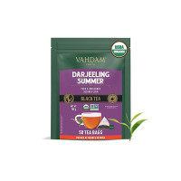 VAHDAM Organic Darjeeling Black Tea Bags- 50 Units| Pure Single Estate Whole Leaf Darjeeling Tea from Himalayas | Medium Caffeine, High Energy Tea Bags