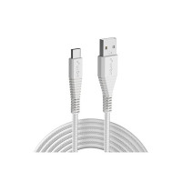URBN Type-C USB 3.4 Amp | 25W Fast Charging Cable for Smartphone | Unbreakable Rugged & Nylon Braided | Quick Charge (QC) Compatible | Made in India | Length (5 Feet) - White