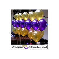 AMFIN Metallic Balloons (Purple & Golden_10 Inch_Pack of 50)