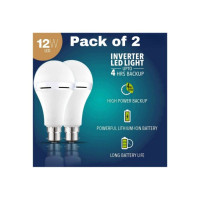 Alfa Bright Emergency inverter rechargeable bulb 12wt pack of 2 up to 4 HRS battery backup 4 hrs Bulb Emergency Light  (White)