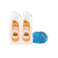 Santoor Glowing Skin Body Wash, Sandalwood Extracts, Shower Gelwith Loofah  (2 x 230 ml)