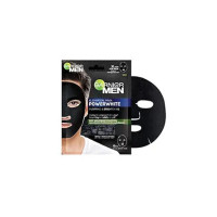 Garnier Men, Sheet Mask, Purifying and Brightening, PowerWhite XL Charcoal Mask, 28g