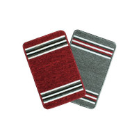 Bedspun Nylon Floor Mat  (Red & Grey, Free, Pack of 2)