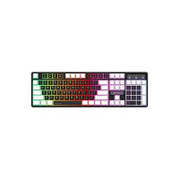 Ant Esports MK1400 Pro Backlit Membrane Wired Gaming Keyboard with Mixed Colour Lighting, White & Black Keycaps, Double Injection Key Caps - Black