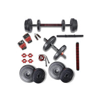 Lifelong LLPVCHGC06 PVC Home Gym Set 20kg Plate with Extension Barbell Rod and Dumbbells Rods with Gym Accessories for Home Workouts ( Black , 6 Months Warranty )