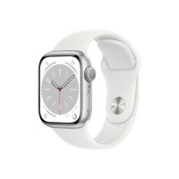 Apple Watch Series 8, 41mm GPS ECG app, Temperature sensor, IPX6, Fall/Crash Detection  (White Strap, Regular) [5% Cashback on Flipkart Axis Bank Card]