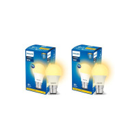 PHILIPS 9W B22 LED Warm White/Yellow Bulb, Pack of 2