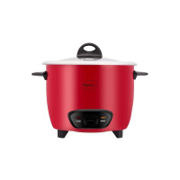 Pigeon by Stovekraft Ruby Rice Cooker with Single pot, 1.8 litres.(Red) | Toughened Glass Lid | 700 Watts | 2 Aluminium Cooking Pot | Measuring Cup| Spatula | Energy Efficient Cooking
