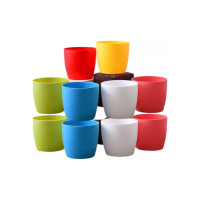 Plastic Cool Pot 5 INCHES(6 Pcs)| Garden Planters forHome| Plant Container Set| Drip Trays Pots| Plastic Pots with Saucers, Multic colorus