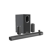 ZEBRONICS Juke BAR 7400 PRO 5.1 Channel soundbar with 6.5" subwoofer, 180W RMS, Dual Rear Satellites, HDMI (ARC), Optical in, AUX, BT v5.0, USB in, Remote Control,LED Display and Wall Mount(Black)