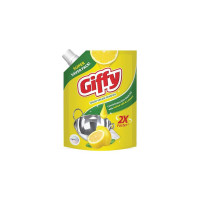 Giffy Liquid Dish Wash Gel with Active Salt & Lemon| 2x Faster Tough Grease Removal & Natural Fragrance| Removes Odour| Easy Lather & Rinse Off| Leaves No White Residues| Hand-Safe| 2L (Refill Pack)