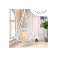 Swingzy Adults/ Outdoor, Patio, Yard, Balcony Cotton, Wooden Large Swing  (White, Pre-assembled)
