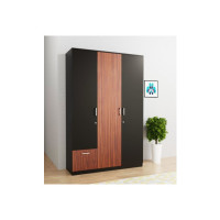 Barewether Engineered Wood 3 Door Wardrobe  (Finish Color - WENGE WITH WALNUT, Knock Down)