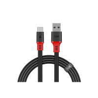 boAt Type C A750 6.5A Super Fast Charging Flat Cable Cable with Stress Resistant, Tangle-free, & 480Mbps Data Transmission, 10000+ Bends Lifespan and Extended 1.5m Length (Rebellious Black)