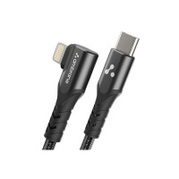 Ambrane Type-C to Lightning Braided Cable, 27W Fast Charging, 480Mbps Data Sync, Compatible with iPhone, iPad, Macbook, iMac, AirPods (50% Charge in 30 mins), Power Delivery (ABLTL-10, Black)