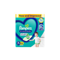 Pampers All round Protection Pants Style Baby Diapers, X-Large (XL) Size, 56 Count, Anti Rash Blanket, Lotion with Aloe Vera, 12-17kg Diapers (Coupon)