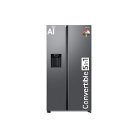 Samsung 633 L, 3 Star, Frost Free, Double Door, Convertible 5-in-1 Digital Inverter, Side By Side Refrigerator with AI, WiFi & Water & Ice Dispenser (RS78CG8543S9HL, Silver, Refined Inox, 2024 Model) (Apply 5000 Off coupon + 26221 Off on HDFC CC 18 Months No Cost EMI)