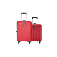 Safari Thorium Sharp Antiscratch 2 Pc Set 55, 66 Cms Small & Medium Polycarbonate (Pc) Soft Sided 4 Spinner Wheels Luggage /Speed_Wheel Suitcase/Trolley Bag Set- Red